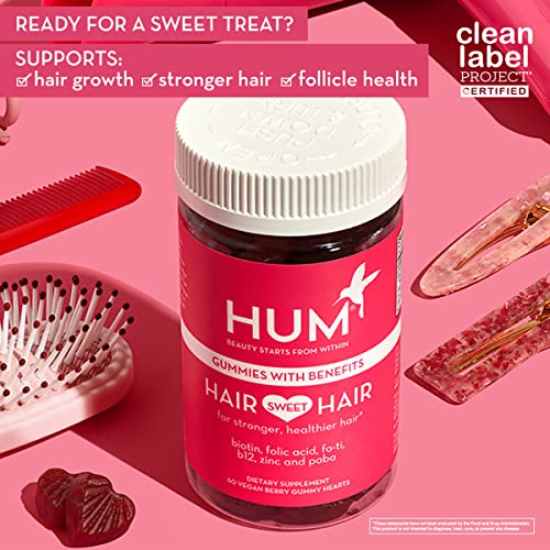 Hum Hair Sweet Hair - Hair Growth Supplement & Biotin Gummies To Combat Hair Loss & Thinning - Fo Ti, Folic Acid, Zinc, Vitamin B12 & Paba To Support Healthy Hair, Skin And Nails (60 Vegan Gummies) #TOP2