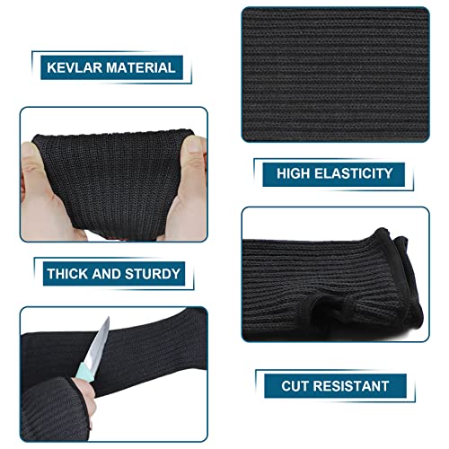 Imenory Kevlar-Sleeves Arm Protection Sleeves With Thumb Hole, [18" Inch Long, 9"-14" Wide] Safety Arm Guide Cut, Heat Resistant Protective Mechanic Sleeves For Men, Women 1Pair - Black [Newest 2023] #TOP2