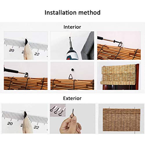 Zlovne Carbonization Reed Curtain,Roman Blinds Louver Window,Natural Bamboo Roller Blinds Retro Sun Shade,Roman Shades Roll Up Lifting Shutters,Breathable,Customizable (120X140Cm/47X55In) #TOP6