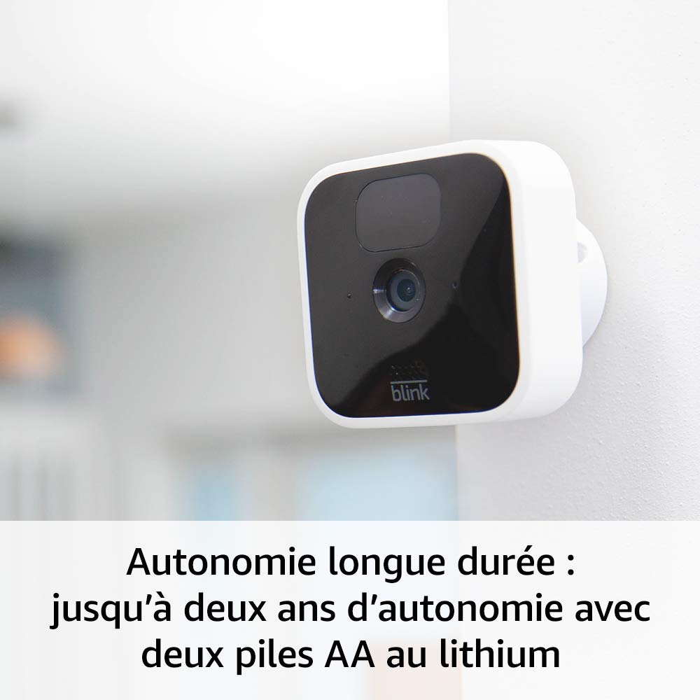 Blink Indoor, Caméra de surveillance HD sans fil avec deux ans d'autonomie, détection des mouvements et audio bidirectionnel, fonctionne avec Alexa | Kit 2 caméras
