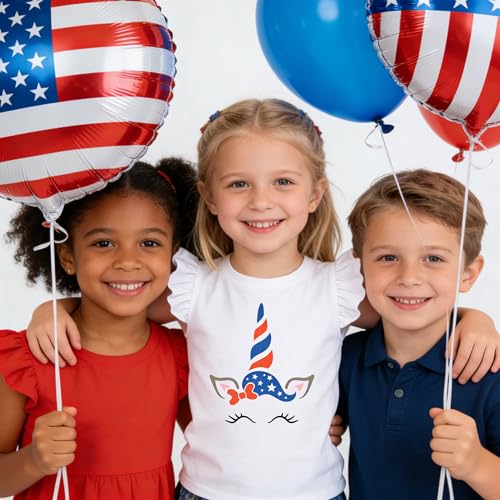 Image of Tkria July 4th Tank Top Girl Toddler 4th of July Shirt Baby Girl American Flag Shirt USA Ruffle Tee Girl Patriotic Outfit