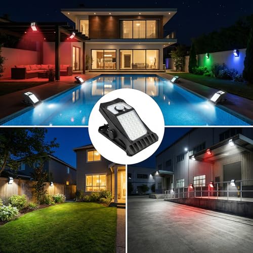 Luces solares para jardín con clip grande y control remoto de valla 7