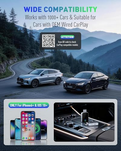 Image of Wireless CarPlay Adapter for iPhone, 2026 Upgraded 2-in-1 Android Auto CarPlay Wireless Adapter, Convert Wired to Wireless, Fast & Stable, Plug & Play, Compatible with Factory Wired CarPlay Cars 2016+