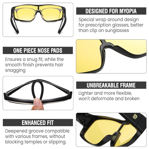 Image of DUCO Sports Polarized Fit Over Sunglasses for Men Women Wrap Around Wear Over Glasses for Cycling Fishing
