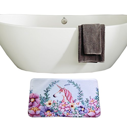 Amagical 3 Pieces Shower Curtain Set Bathroom Mat Set Unicorn Printed Bath Mat + Contour Mat + Shower Curtain + 12 Hooks #TOP3