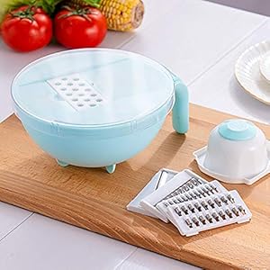 Vegetable Chopper met Container,5 Blades Mandoline Slicer Salad Food Chopper Multifunctional Cutter Grater,Onion Mincer…