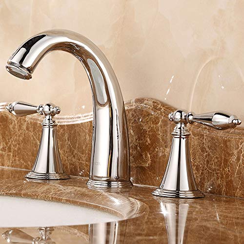 Mitigeur eau robinet de lavabo à trois trous en cuivre style antique