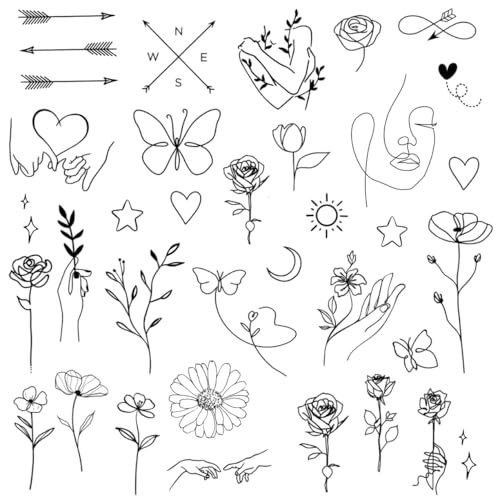 One Grace Mini Fine Line Temporary Tattoos - Realistic Long Lasti...