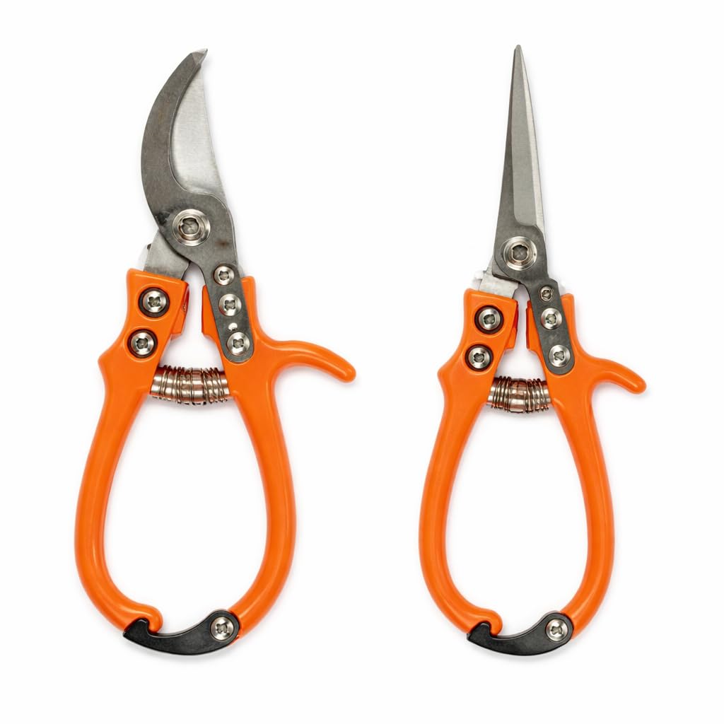 Garden Mile Orange 2 Pack 6" Garden Pruning Snips & Bypass Secateurs – Mini Steel Blade Pruning Shears For Plants, Flowers, Bonsai & Hedges – Lightweight Precision Gardening Tools