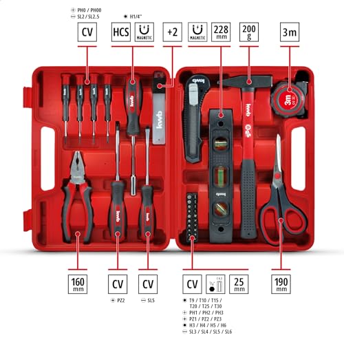 enthält Cr-V Hammer - Detailansicht von kwb Werkzeugkoffer 35-tlg. Test 2026 – Dealfoxx.de