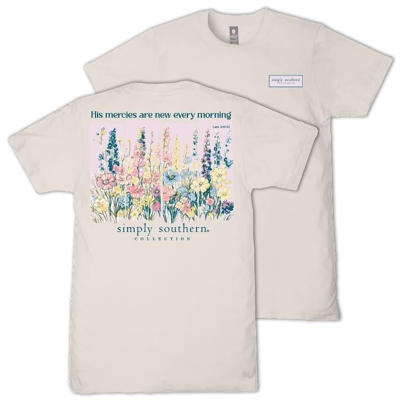 Simply Southern His Mercies are New Every Morning - Floral - Youth T-Shirt