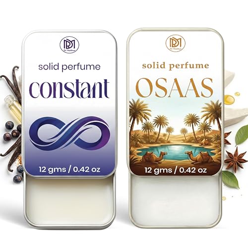 Image of Dr.Mashur Solid Perfume |Osaas&Constant Alcohol Free Wax Perfume Balm, Long Lasting | Pocket Tin 12g, Pack Of 2| Non Greasy Smooth Glide, Travel Friendly Men And Women