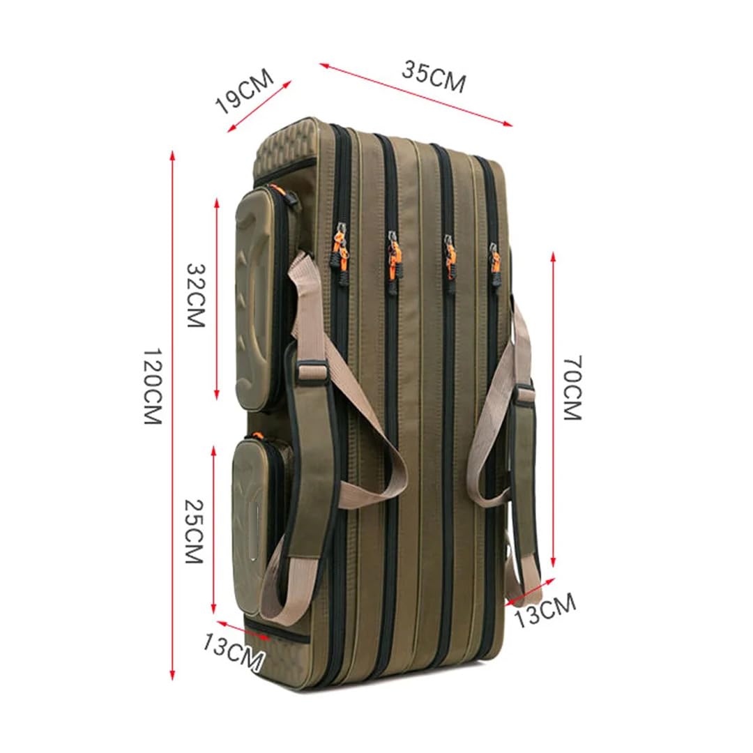 Suwequest Bolsas de caña de pescar de 80 cm, 90 cm, 100 cm, 120 cm, impermeables, 3/4 capas, estuche de almacenamiento para carrete de pesca, mochila de gran capacidad, 2 Capas 100cm