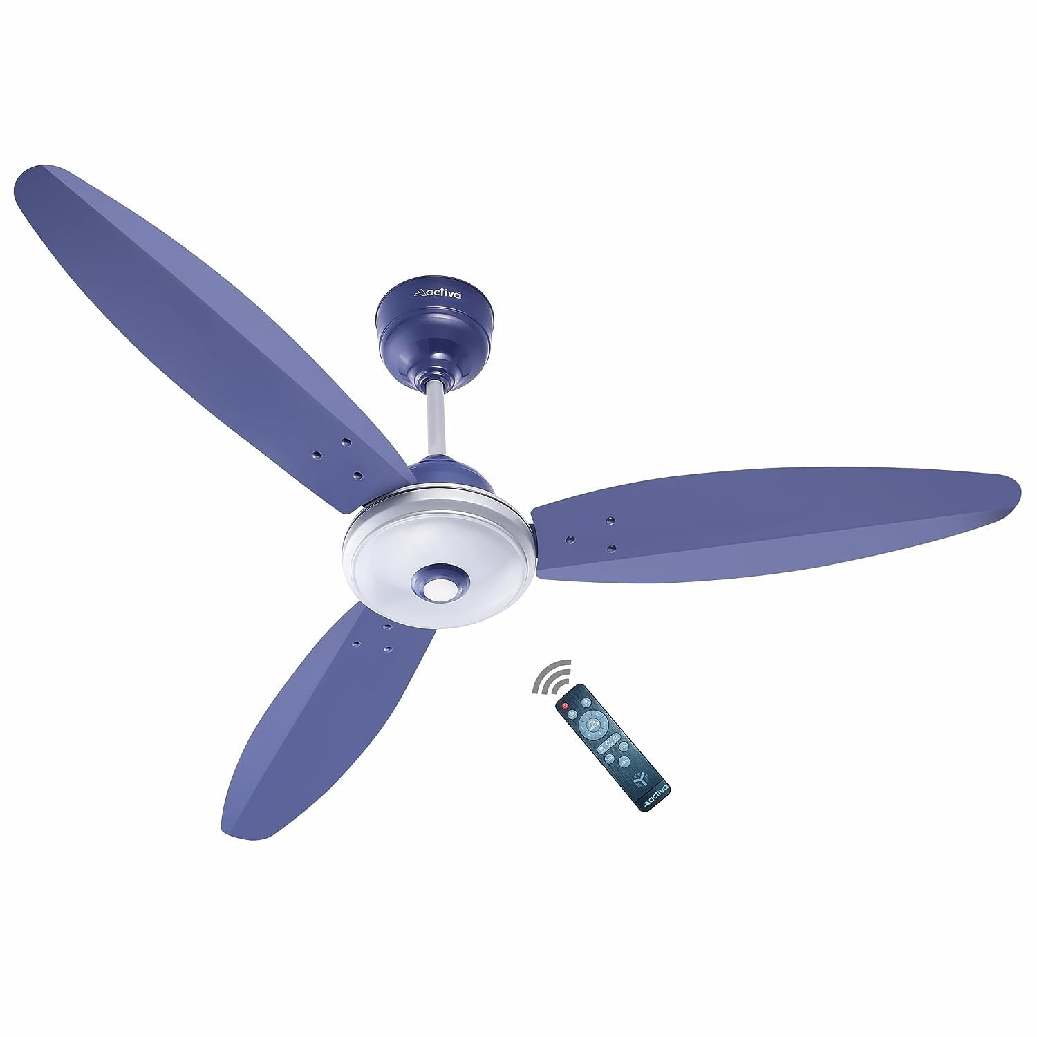 ACTIVA Gracia 1200mm Ceiling Fan, 3 Blade, 380 RPM BLDC 28 Watt Motor, 5 Star Rated, LED Light, Energy Saving, Remote Control, Reversible Mode & Timer, 4 Years Warranty - Silver Blue
