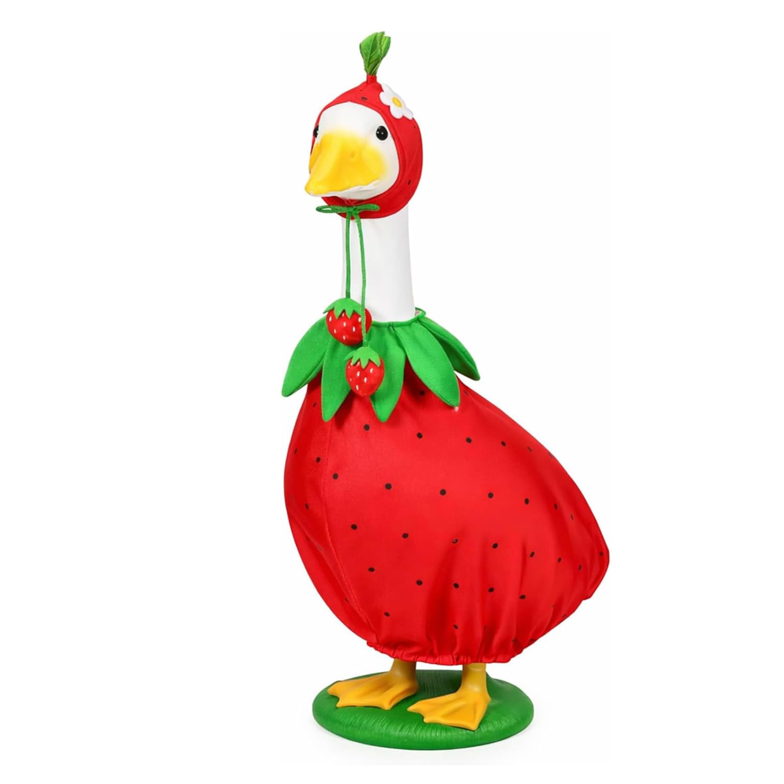 BDSHGRDH porch goose， Porch Goose Outfits Strawberry Clothes for Outdoor Garden Yard Patio Lawn Statue