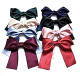 Set of 8 Big Satin Solid Ribbon French Barrette Large Big Huge Soft Silky Hair Bow Clip Bow Hair Cli