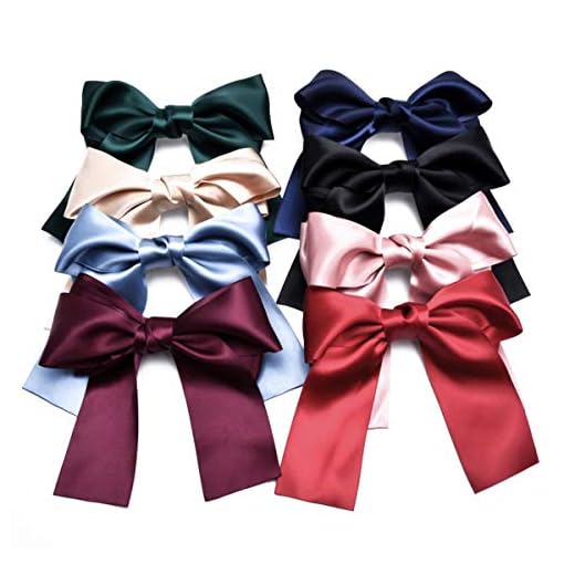Set of 8 Big Satin Solid Ribbon French Barrette Large Big Huge Soft Silky Hair Bow Clip Bow Hair Clips Women Barrettes