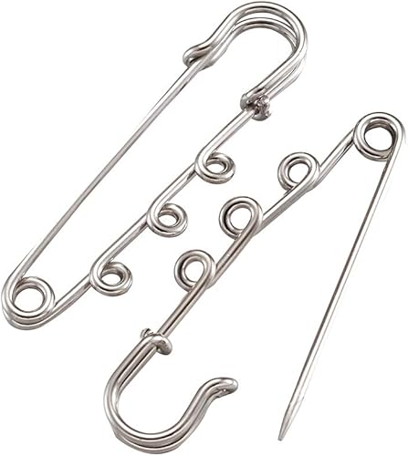 Miniatura 2 de KISSITTY 20 pasadores de seguridad de hierro grandes resistentes de 3 agujeros de 2.05 pulgadas, cierres de pasador de resorte de metal para mantas,