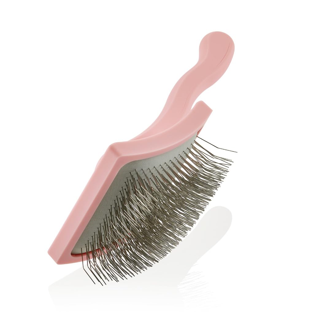 YUUP! - PINKBRUSH Cardatore professionale a denti lunghi e ad alta densità, Spazzola per cani e gatti, accessori per toelettatura cane e gatto
