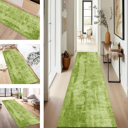 Tapis de sol pour couloir et entrée style abstrait vert lavable - 2