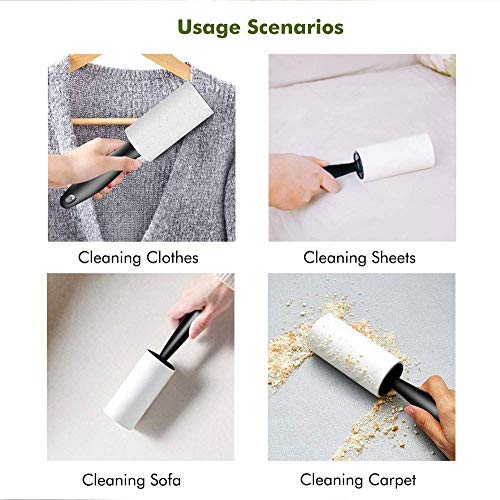 Image of House of Quirk Lint Rollers Brush Reusable Sticky Picker Cleaner Roller Easy-Tear Sheets Pet Hair Lint Roller 10cm Sheet Set of 3 Rolls 180 Sheets, 60 Sheets Each roll Lint Roller Remover - White