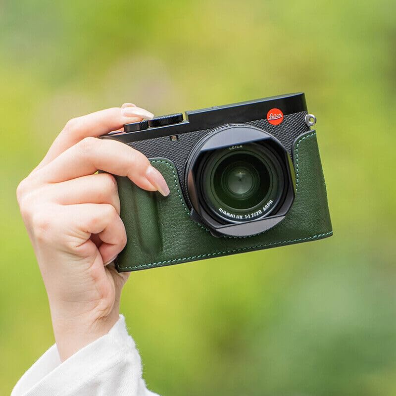 Demi-étui cuir vert Q3 Protect : résout les problèmes de prise en main