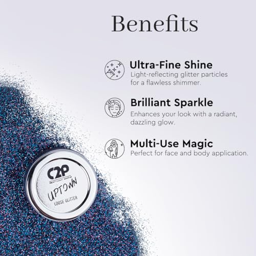 Image of C2P Pro Sparkle Duo Glitter and Glue Kit - Eyeshadow for Eye & Body Makeup | Waterproof, Quick-Drying for Stunning Shimmer Looks (Remix 70)