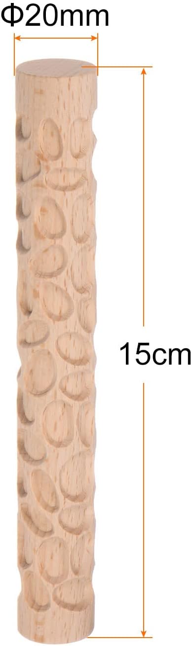 HARFINGTON Wood Clay Roller Cobblestone Pattern Modeling 6 Inch Beech Wood Hand Rollers Wooden Pottery Tools Wood Grain Texture Rollers for Clay Baking DIY