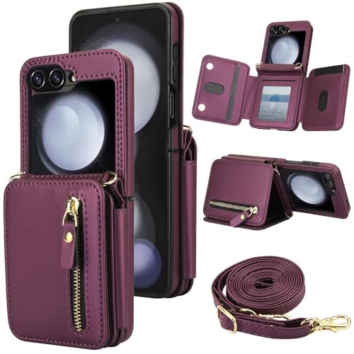 Étui Z Flip 5 antichoc violet pour ranger ses cartes en toute sécurité