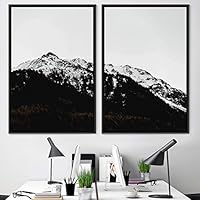 2 Piece Framed Canvas Wall Art Monochromatic Mountains Canvas Prints Home Artwork Decoration for Living Room,Bedroom - 16
