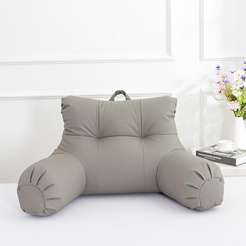 NTBED Almohada de lectura de piel sintética grande para adultos y adolescentes, almohada de respaldo con brazos, almohada para sentarse en la cama