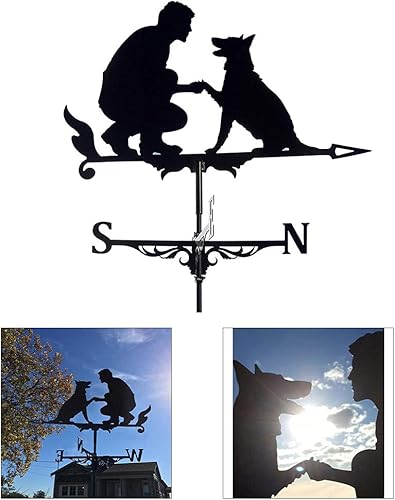 Miniatura 5 de Generic Veleta de metal de hierro para veleta de viento retro para jardín, patio, decoración de veleta  hombre con perro,
