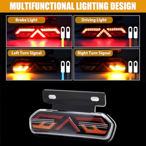 Image of STHIRA 6'' LED Motorcycle Tail Light, 12V Wired Rear Brake and Turn Signal Light, Waterproof Riding Warning Light for Motorcycle Modification and Safety