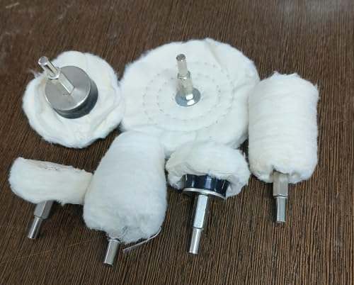 Image of Inditrust Polishing Wheel,6pcs White Buffing Wheel Pad Mop Kit Wheel Shaped Polishing Tool for Metal Aluminum,Stainless Steel,Jewelry,Wood,Plastic,Ceramic,Glass