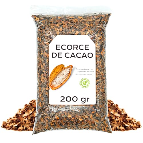 Écorce de Cacao 200 gr - Thé de Coques de Cacao - Écorce de Cacao pour Infusion - Propriétés Naturelles et de Santé - Infusion de Plantes (200 gr)