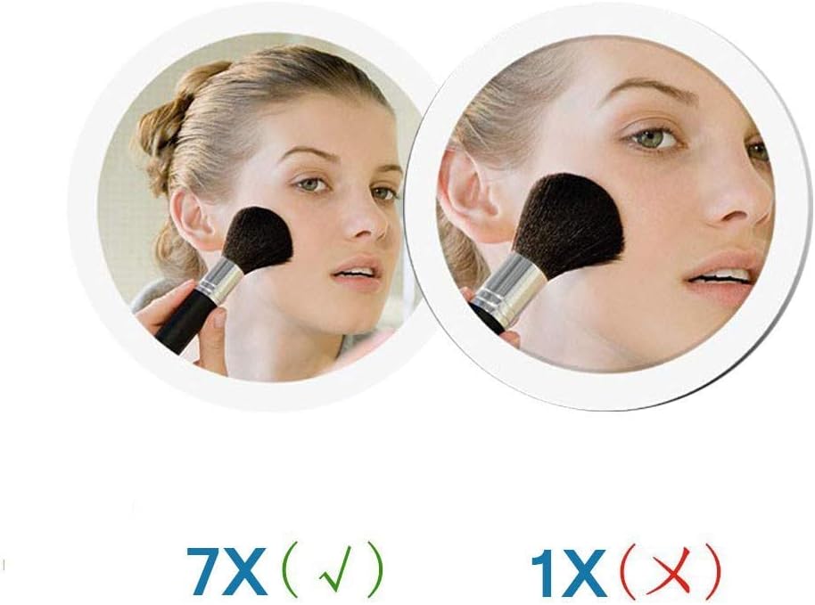 8 Inch Vanity Mirror Magnifying Makeup Mirror Wall Mount LED Lighted Cosmetic Vanity Mirror for Bathroom Shaving Mirror 7X Magnification USB Rechargeable (Color : Nickel Brushed)