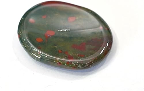 WHOLESALEGEMSHOP Hermosa piedra de sangre + bolsa de cristal curativo de energía positiva para el pulgar, meditación metafísica, meditación