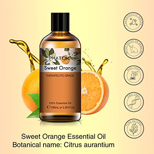 Phatoil 3.38Fl.oz Sweet Orange Fragrance Oils For Aromatherapy, Essential Oils For Diffusers For Home, Perfect For Diffuser, Yoga, Skin Care, Diy Candle And Soap Making - 100Ml #TOP3