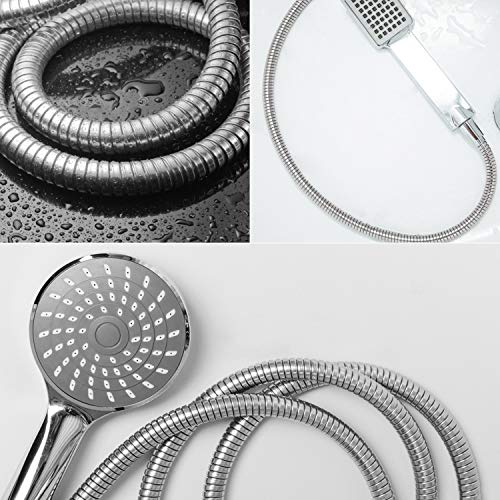 GROBRO7 Extra Long Shower Hose Flexible SUS 304 Stainless Steel Extension Shower Hose Handheld Showerhead Hose Replacement 360 Degree Pipe Anti-wrap Shower Hose with Adhesive Tape for Bathroom Toilet
