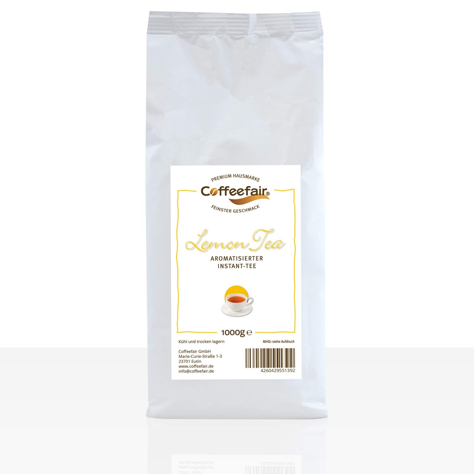 Coffeefair Lemon Tea Zitronentee 10 x 1kg Aromatischer Instant Tee mit Zitrone für Automaten - Frischer Citrus Geschmack - Heiß oder als Eistee - Zitronen Tee für Büro, Gastronomie & Zuhause