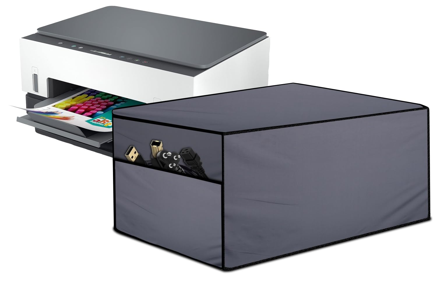 The Furnishing Tree Polyester Waterproof & Dustproof Printer Cover – Compatible with PIXMA MegaTank Canon G3780 Printers, Grey , Dimensions in DxWxH - ( 36.5x45.5x16.5 CM)-picture-11