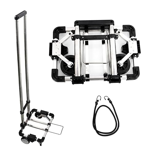 CNQLIS Carro de mano plegable, carrito de transporte portátil, compacto, mini ligero para viajes, automóvil, mudanza, oficina, 12 pulgadas de alto x
