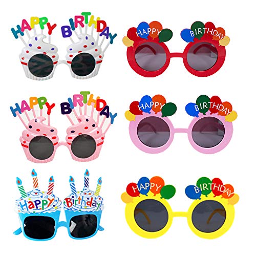 YAVO-EU Birthday Party Glasses6 Pairs Happy Birthday Sunglasses Sunny GlassesBirthday Cake Shaped Eyeglasses Cream Glasses Photo Prop Party Supplies