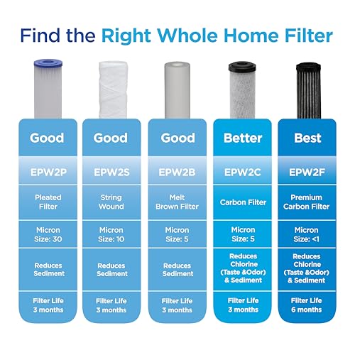 Image of EcoPure EPW2C Carbon Whole Home Replacement Water Filter-Universal Fits Most Major Brand Systems (4 Pack), 2 Count (Pack of 2), Light Gray /Black