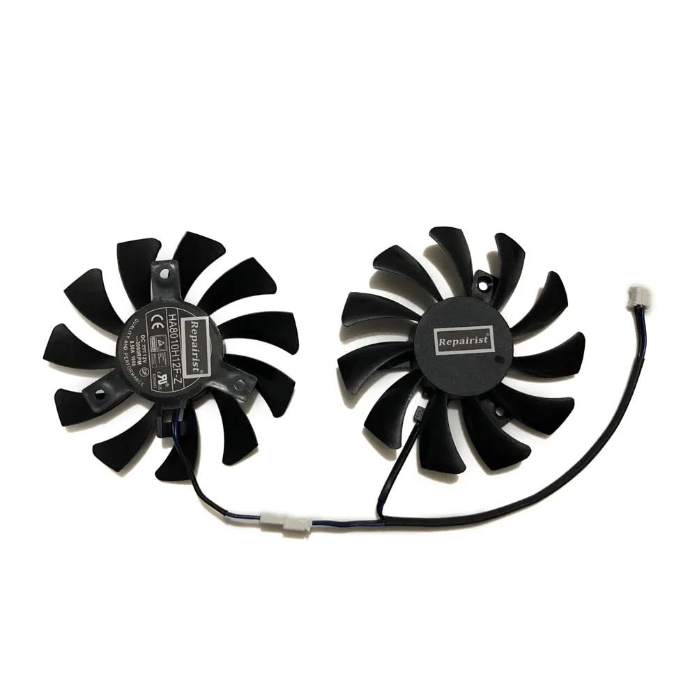 2 ventiladores de tarjeta gráfica GPU de 75 mm, 2 pines, HA8010H12F-Z para MSI N para GTX 750 N750Ti-2GD5TOCV1 N750Ti-2GD5OC para CMP 30HX para piezas de laptop Miner XS