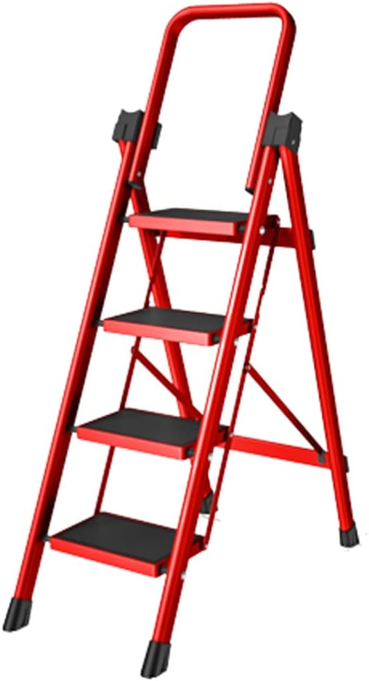 Telescoping Extension Ladder, Wide Pedal Portable Ladder 4 Step Ladder with Telescoping Ladder Folding Step Stool A-Frame Ladder Multi-Use Home Ladders,White