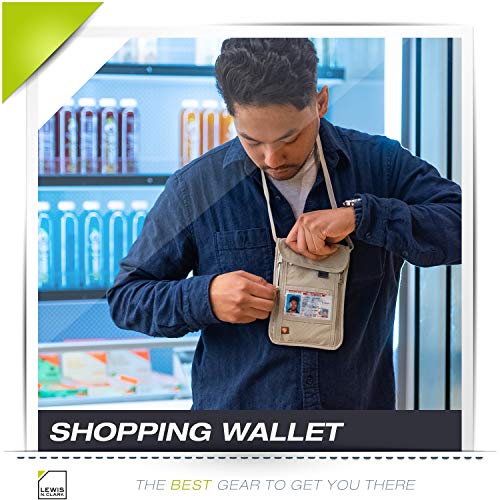 Lewis N. Clark Rfid Blocking Stash Neck Wallet, Travel Pouch + Passport Holder For Women & Men, Taupe, One Size #TOP5