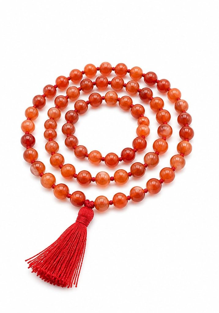 Ratna Shree Original Gemstone Hakik & Margaj Japa Mala for Jaap, Meditation, Healing, Spiritual Wear | 108+1 Beads Natural Stone Prayer Mala Collection (Red Hakik Mala)-picture-13