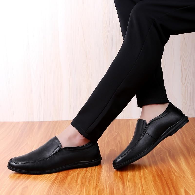 Men's Loafers Solid Color Round Toe Vegan Leather Loafer Shoes Comfortable Anti-Slip Lightweight Fashion Slip-ons3