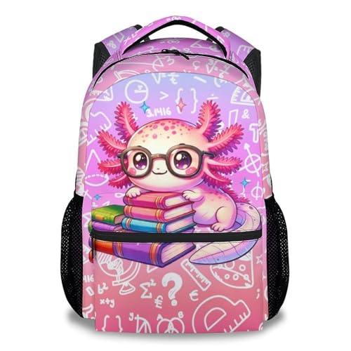 UNIKITTY Kids Backpack Axolotl Backpack for Girls Child - 17 Inch Toddler Bookbag with Padded Strap Back to School Supplies
